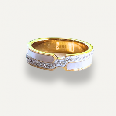 Bague Dorée Nacre et Strass