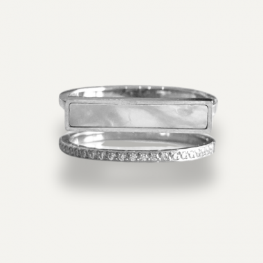 Bague Double Bande Nacre et Strass