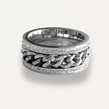 Bague Chaîne Rotative Strassée