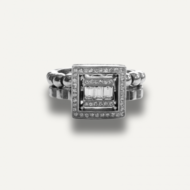 Bague Jonc Rigide Carré Scintillant