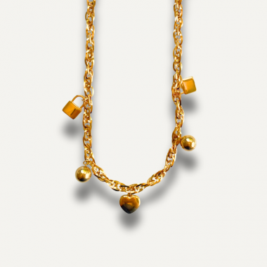 COLLIER COEUR BRILLANT DORÉ