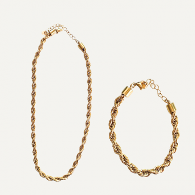 Bracelet Maille Corde Dorée