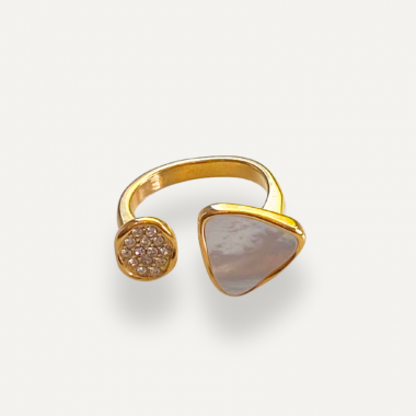 Bague Ouverte Nacre et Strass