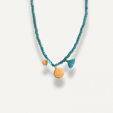 Collier Perles Azur et Talisman